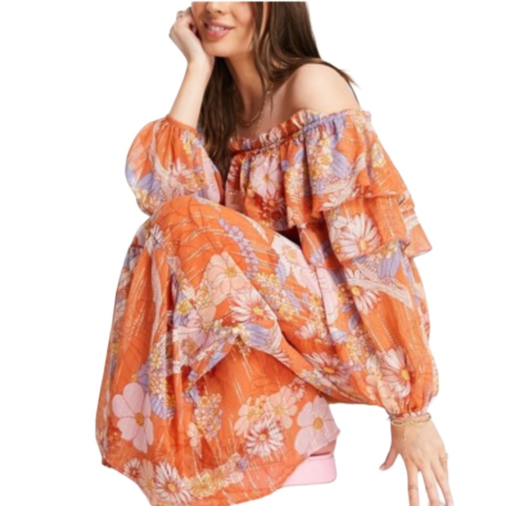 ASOS Off The Shoulder Ruffle Maxi Dress